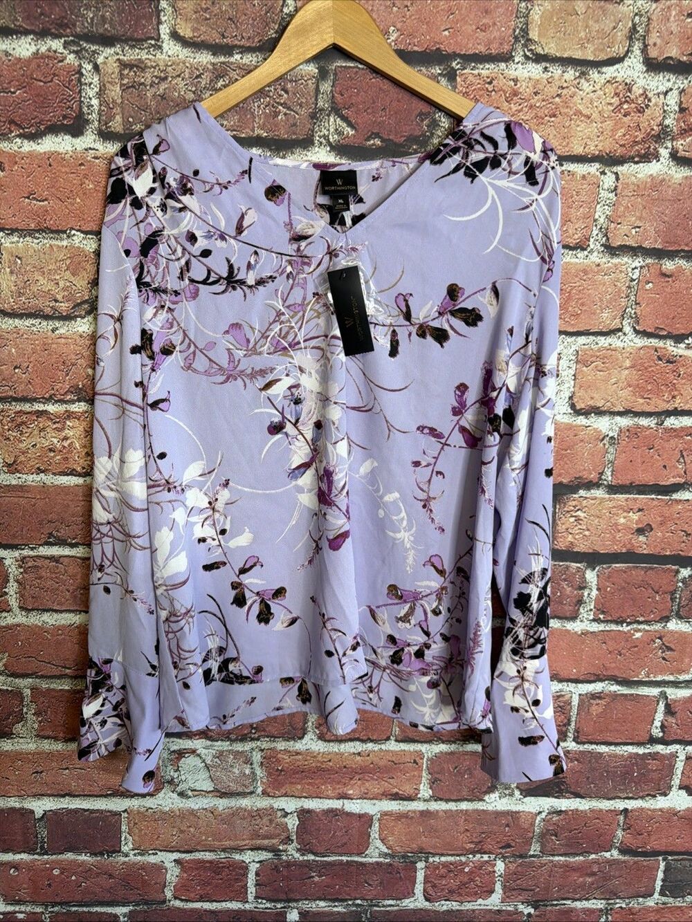 Worthington Purple Floral Plus Size Blouse 3X Womens NWT NEW